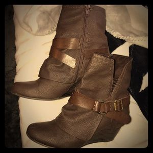 Blowfish Brown Wedge Booties